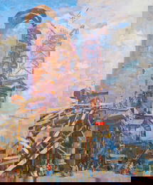 Rapoport Boris (Ukrainian artist), "Blast furnace construction", oil on canvas