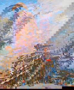 Rapoport Boris (Ukrainian artist), "Blast furnace construction", oil on canvas
