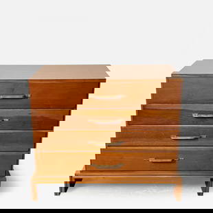 Mid-Century Modern Chest / Dresser, Tommi Parzinger for Charak Modern, Cherry: Description: Mid-Century Modern Chest / Dresser, Tommi Parzinger for Charak Modern, Cherry Having four graduating drawers on bracket feet. Perfect from a Bedside Stand or End Table. Unsigned. 30.25H x
