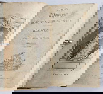 1799 COOK'S VOYAGES ROUND THE WORLD ILLUSTRATED antique ENGLISH: Cook (James). CAPTAIN COOK'S VOYAGES ROUND THE WORLD for Making Discoveries Towards the Noth and South Poles Manchester: printed by Sowler and Russell, 1799 engraved portrait frontispiece and 5