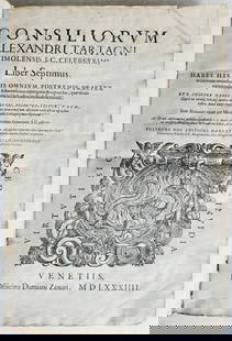 1584 LAW BOOK by Alessandro Tartagni antique VELLUM FOLIO w/ MANUSCRIPT TITLE: Alessandro Tartagni (Imola, 1424 - 1477) Consiliorum Alexandri Tartagni Imolensis Titolo: Consiliorum Alexandri Tartagni Imolensis... Liber septimus. Venice, Damiano Zenaro, 1584 Original vellum,