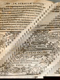 1542 SATURNALIA by MACROBIUS ILLUSTRATED antique 16th CENTURY: MACROBIO, Ambrogio Teodosio (370-430) In Somnium Scipionis Lib. II. Saturnaliorum Lib. VII. Lyon: Sebastiano Griffo, 1542. Lyonese edition of Macrobius' "Saturnalia", an erudite dialogue on numerous