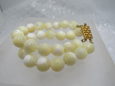 Vintage Double Strand MOP Beaded Bracelet, 7" , 1960's-1970's