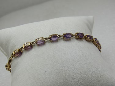 Vintage 10kt Amethyst Tennis Bracelet, 7.25".