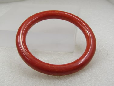 Vintage Orange Bakelite Bangle Bracelet, 8", 10mm Rounded