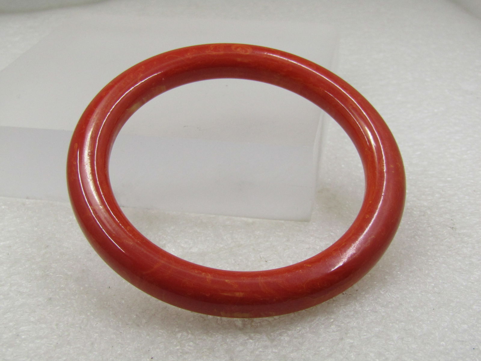 Vintage Orange Bakelite Bangle Bracelet, 8", 10mm Rounded (1 of 7)