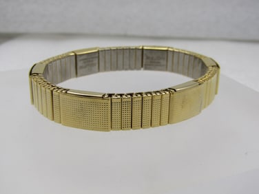 Vintage Magnetic & Stainless Stretch Bracelet, Signed Major 7-9"