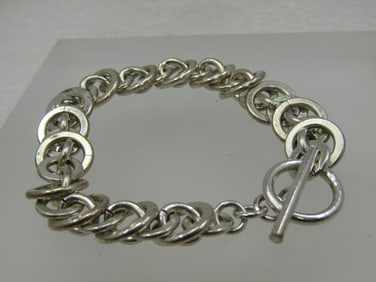 Vintage Multi-Link Chunky Bracelet, toggle Clasp, 7.75" Unisex