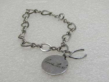 Vintage Sterling Silver Charm Bracelet, Wishbone 1960's