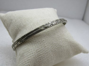 Vintage Pair Sterling Bangle Bracelets, Taxco, Mexico, 7.75"