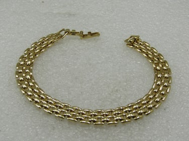 Vintage Mesh/Woven Bracelet, 8", Gold Tone