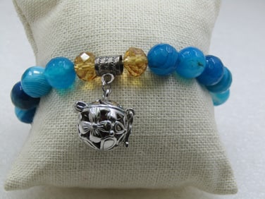 Vintage Faux Tuquoise Coiled Bracelet, Adjustable 6-8", 1960's-1970's