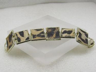Vintage Faux Leopard Bracelet, 7.25, 1960's