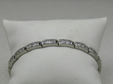 Silver/Rhodium Plated CZ Tennis Bracelet, 7", 4.5mm wide