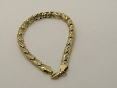10kt Two-Tone Woven Tennis Bracelet, 5mm, 7.25", Signed Turkey