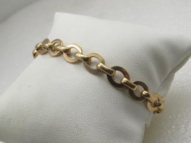 14kt Yellow Gold Oval Link Bracelet, 7.5mm , signed Z&F, 7.5"