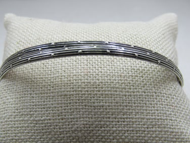 Vintage Sterling Pair Bangle Bracelets, 8", Ridged