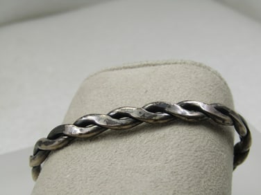 Vintage Sterling Intertwined Cuff Bracelet 6.5", 5.5mm