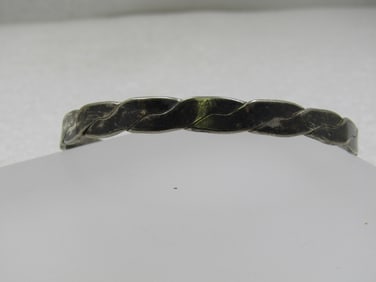 Vintage Silver Bangle Bracelet, Crisscross, Mexico, 8", Unisex