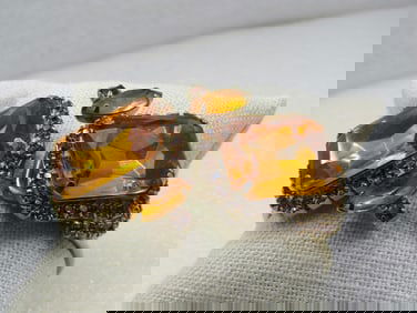 Vintage Golden Rhinestone Hinged Clamper Bracelet, 1960's-1970's, 6"-7"