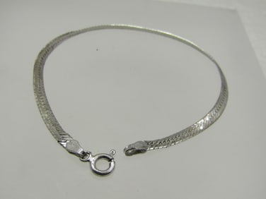 Vintage Sterling 3mm Herringbone Bracelet, 7", Danecraft Primavera
