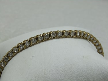 Sterling Gold Vermeil CZ Tennis Bracelet, 7.5", 8+ TCW