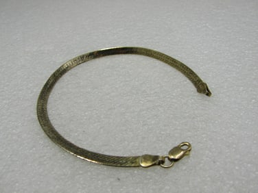Vintage Milor Sterling, Herringbone Bracelet, Vermeil, 7.5" 4mm