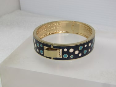 Vera Bradley Blue & White Enameled Bracelet, 6.75", 1990's