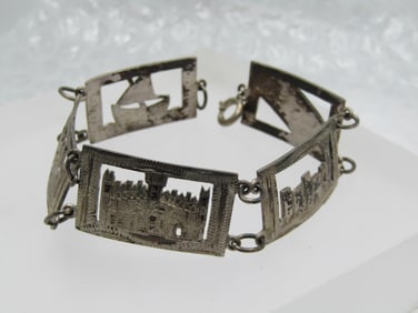 Vintage .800-.925 Silver Mallorca Spain Bracelet, 7.75", 1940's