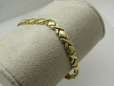 Vintage 14kt X & Diamond Shaped Tennis Bracelet, 8", Signed