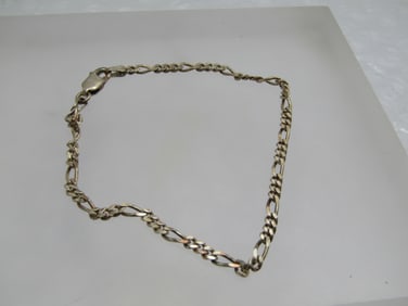 Vintage Sterling Figaro Link Bracelet, 8", Unisex , Signed Coara, 2.8mm