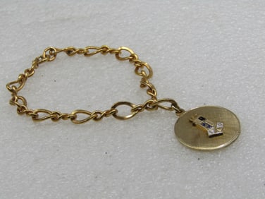Vintage 10kt G.F. Service Charm Bracelet, 7", 10 Year