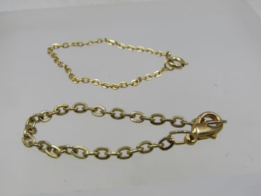 Vintage Two Chain Youth Bracelets, Gold Tone 4.75"