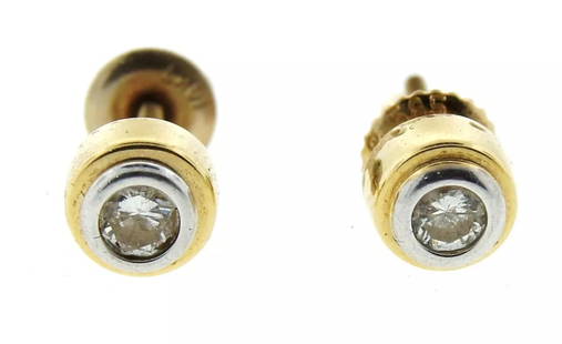 CHIC 14k Yellow Gold & Diamond Stud Earrings Circa 1990!: DK 14k Yellow Gold & Diamond Stud Earrings Circa 1990! This wonderful pair of earrings is one of a kind! It is circa 1990. The weight is 1.7 grams. There are 0.25 points of diamonds. They are round br