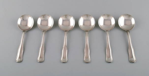 Georg Jensen Old Danish cutlery. Set of six boullion spoons in sterling silver.: Title:Georg Jensen Old Danish cutlery. Set of six boullion spoons in sterling silver. Description:Georg Jensen Old Danish cutlery. Set of six boullion spoons in sterling silver. In very good condition