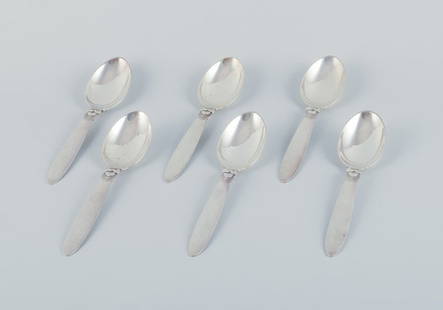 Georg Jensen, Cactus, a set of six sterling silver dinner spoons.: Title:Georg Jensen, Cactus, a set of six sterling silver dinner spoons. Description:Georg Jensen, Cactus, a set of six sterling silver dinner spoons. Stamped with the hallmark from 1933 to 1944. In ex