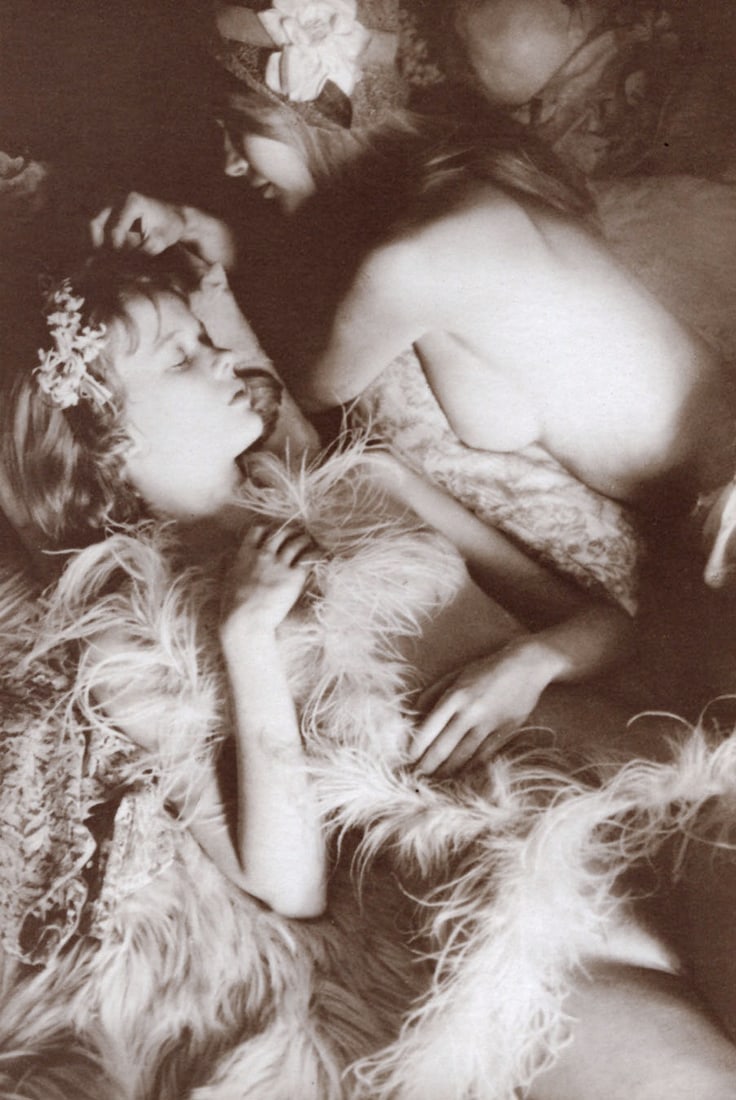 DAVID HAMILTON - Feathers, Lace and Flowers: Artist: DAVID HAMILTON Print Title: Feathers, Lace and Flowers Medium: Color Photo-Lithograph From a Limited Edition Folio (2481/2500) Printing Date: 1974 Printed in West Germany Image Size: approx. 3