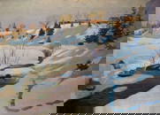 Oil painting Winter landscape