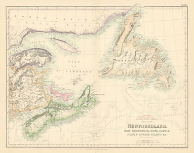 Newfoundland New Brunswick Nova Scotia PEI. Canada Maritimes FULLARTON c1863 map: CAPTION PRINTED BELOW PICTURE: 'British North America Sheet I, East. Newfoundland, New Brunswick, Nova Scotia, Prince Edward Island &c'From an undated atlas for which the internal evidence of publicat
