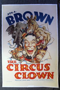 The Circus Clown - Joe E. Brown (1934) US One Sheet Movie Poster LB: The Circus Clown - Joe E. Brown (1934) US One Sheet Movie Poster LB, Please refer to the attached photos to determine the condition of this original vintage item. Note: LB means Linen Backed. Ready