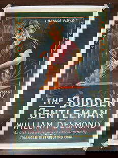The Sudden Gentleman - Style A - William Desmond (1917) US One Sheet Silent Movie Poster LB: The Sudden Gentleman - Style A - William Desmond (1917) US One Sheet Silent Movie Poster LB, Please refer to the attached photos to determine the condition of this original vintage item. Note: LB