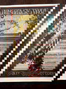 Innsbruck-Tyrol - Art By A.H. Schram (1896) 35.5x46.5 Austrian Exhibition Poster LB: Innsbruck-Tyrol - Art By A.H. Schram (1896) 35.5x46.5 Austrian Exhibition Poster LB, Please refer to the attached photos to determine the condition of this original vintage item. Note: LB means Linen