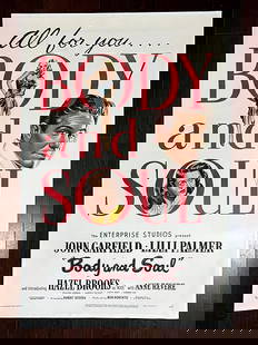 Body & Soul - James Garfield - B (1947) US One Sheet Movie Poster LB: Body & Soul - James Garfield - B (1947) US One Sheet Movie Poster LB, Please refer to the attached photos to determine the condition of this original vintage item. Note: LB means Linen Backed. Ready f