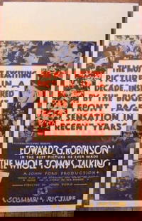 The Whole Town's Talking - Edward G. Robinson (1935) US Window Card Poster: The Whole Town's Talking - Edward G. Robinson (1935) US Window Card Poster, Please refer to the attached photos to determine the condition of this original vintage item. Note: LB means Linen Backed. R
