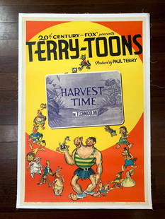 Harvest Time - Terry Tunes (1940) US One Sheet Movie Poster LB: Harvest Time - Terry Tunes (1940) US One Sheet Movie Poster LB, Please refer to the attached photos to determine the condition of this original vintage item. Note: LB means Linen Backed. Ready for you