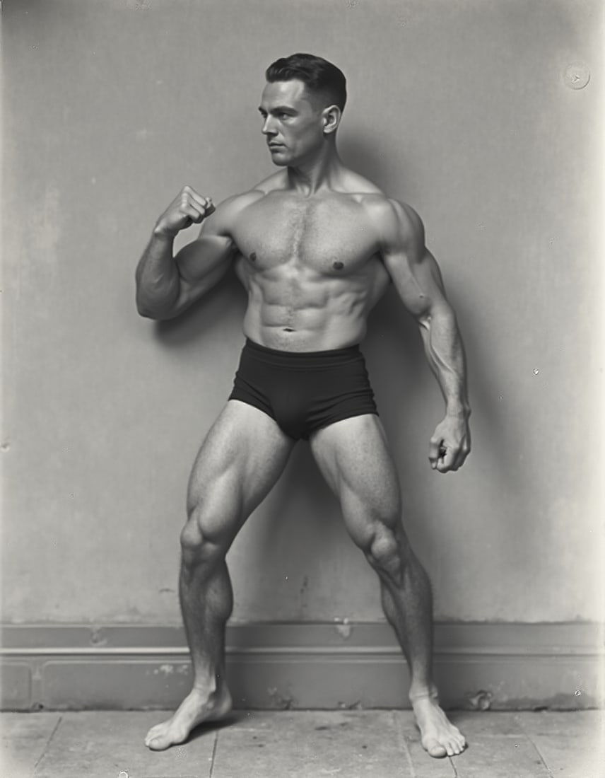 Vintage Beefcake Elegance: Stunning 8x10 Giclee Prints of Classic Muscle Photography: Step into a realm defined by confidence, strength, and artistic expression with our exclusive collection of Vintage Beefcake Elegance Giclee prints. These meticulously crafted 8"x10" prints celebrate 