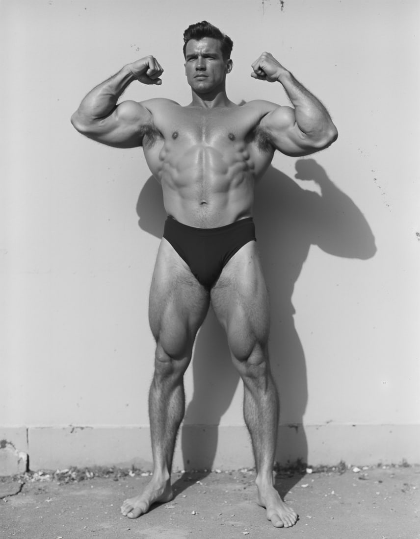 Vintage Beefcake Elegance: Timeless Giclee Prints of Male Muscular Beauty: Discover the captivating world of vintage beefcake elegance with our stunning collection of custom 8"x10" Giclee prints. Immerse yourself in the glorious era of physique photography, where classic mus
