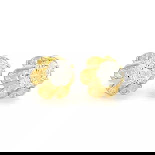 Round Diamond Buttercup Stud Earrings 14K Yellow Gold, .70 CTW: Round Diamond Buttercup Stud Earrings 14K Yellow Gold, .70 CTW These are gorgeous diamond stud earrings! Please let us know if you have any questions. Diamonds: 2 round brilliant cuts .70 ctw, H-I, SI