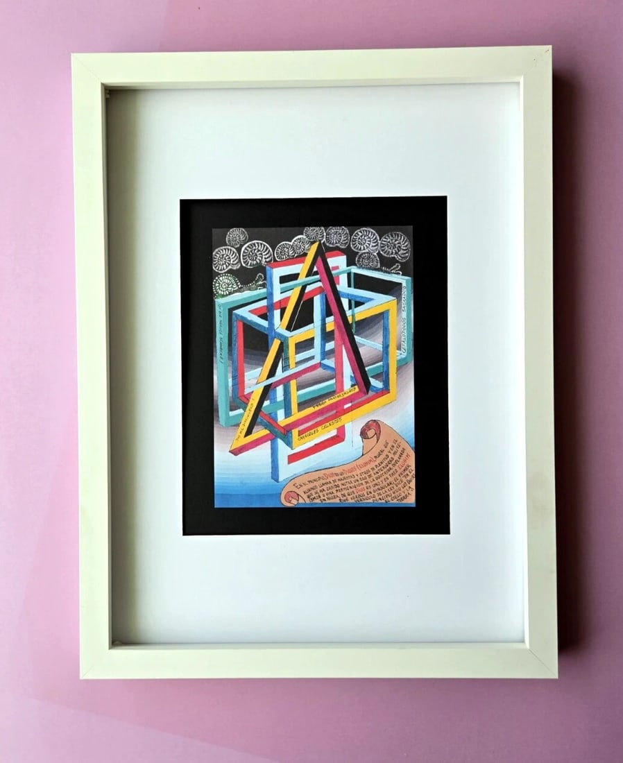 Pedro Friedeberg Signed Print 16x12" – Impossible Temple with Esoteric Scroll (1 of 2)