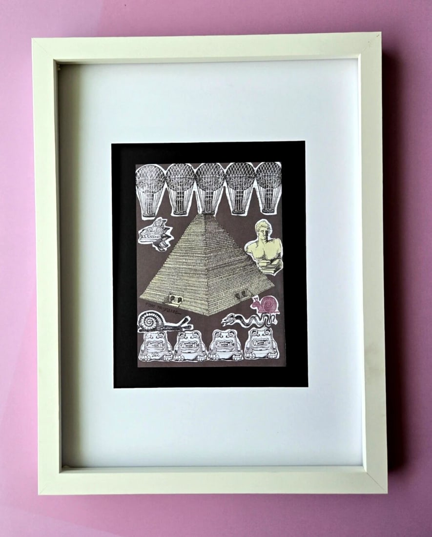 Pedro Friedeberg Signed Print 16x12" – Pyramid of Masks & Ancient Symbols Art (1 of 2)